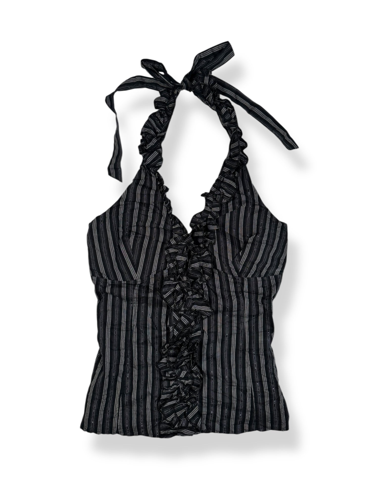 Pinstripe Ruffle Halter ♡ Size M/L