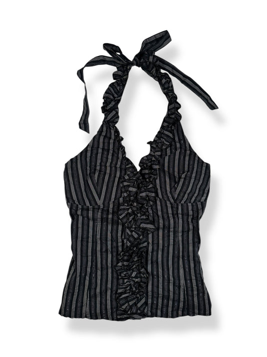 Pinstripe Ruffle Halter ♡ Size M/L