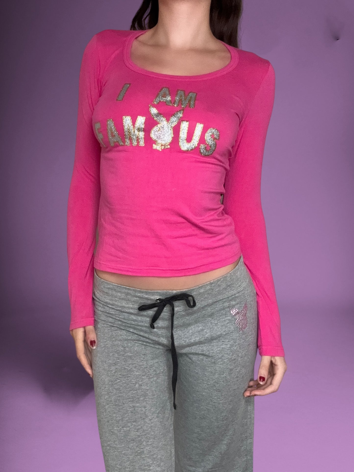 Playboy “I Am Famous” Pink Longsleeve Top ♡ S