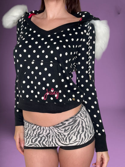 Juicy Couture Polka Dot Fur Hoodie ♡ XS
