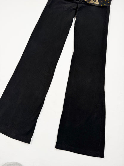 PINK Black & Gold Fold Over Waistband Flared Leggings ♡ S