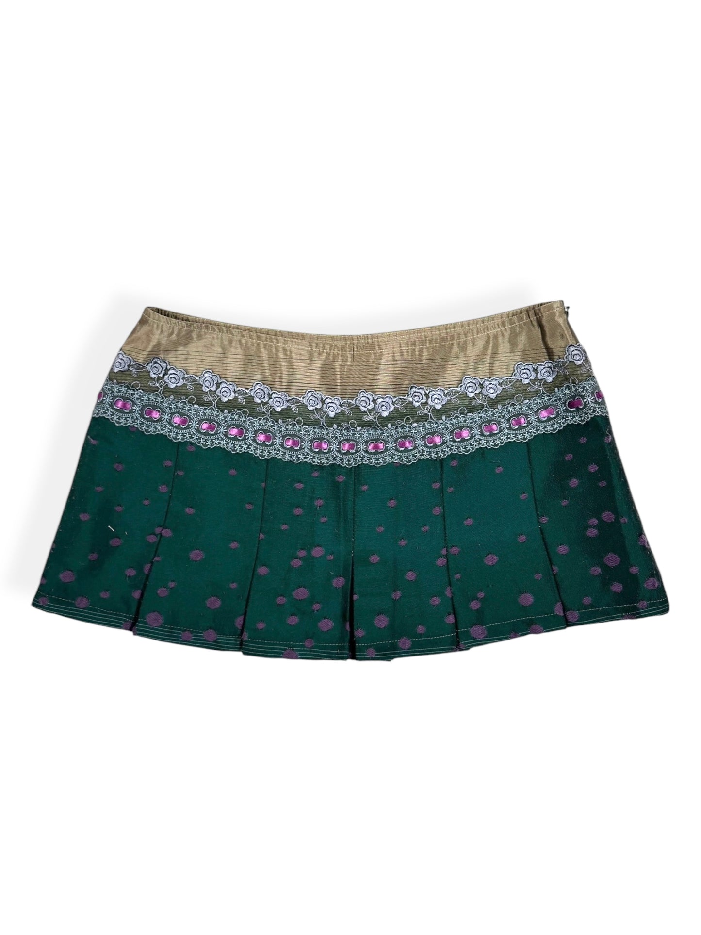 Pleated Green Mini Skirt