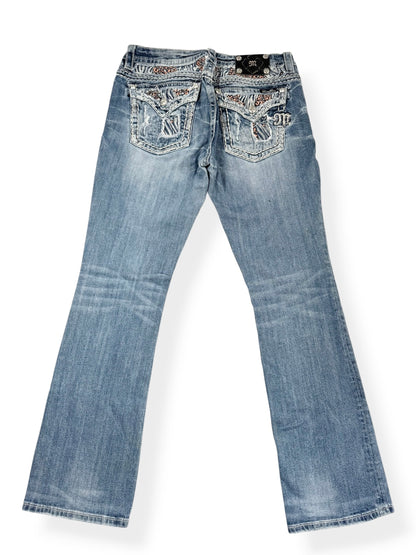 Miss Me Animal Print Flared Jeans ♡ 32”