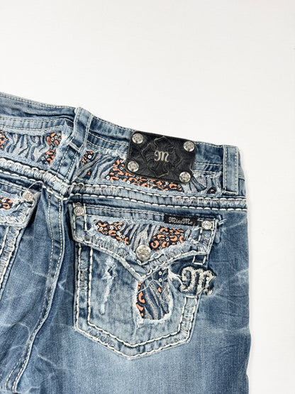Miss Me Animal Print Flared Jeans ♡ 32”