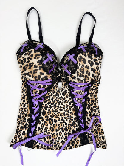 Purple Corset Leopard Cami Set ♡ XXS