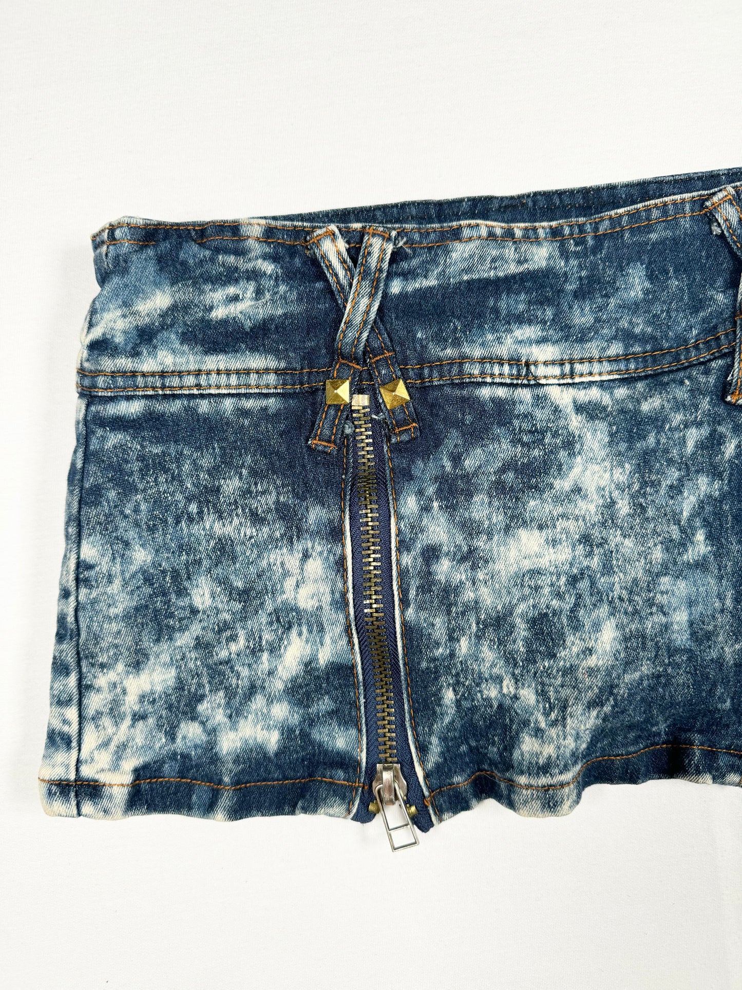 Acid Wash Denim Micro Skirt