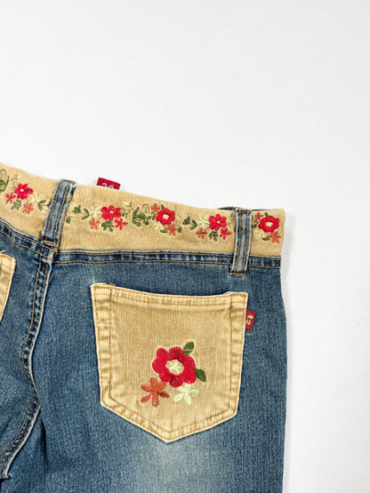 Embroidered Waistband Flared Jeans ♡ XS