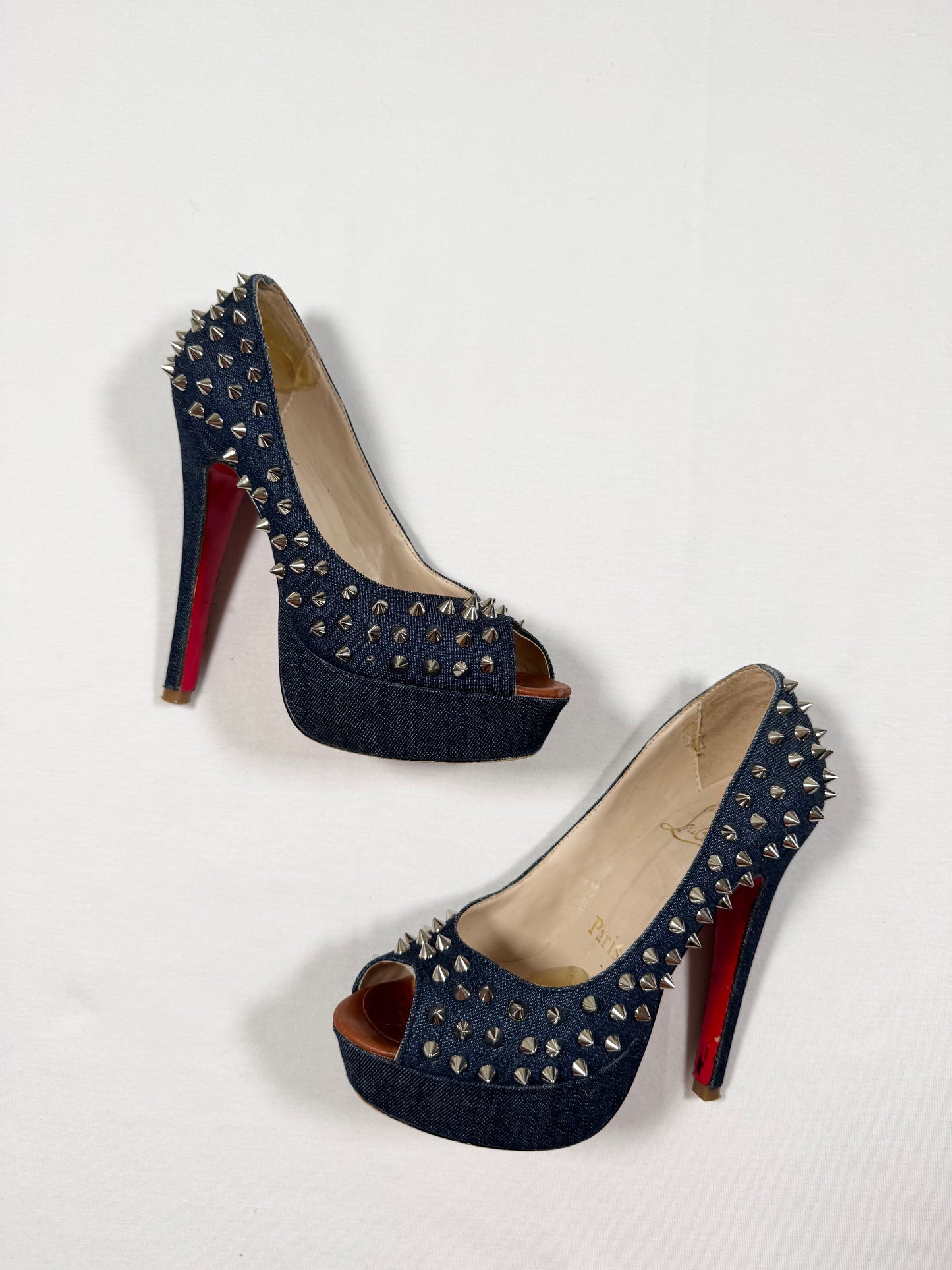 LV Replica Denim Studded Heels ♡ Size 36