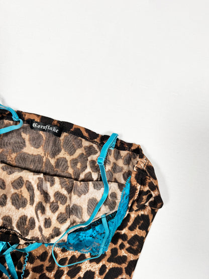 Leopard Blue Lace Up Cami