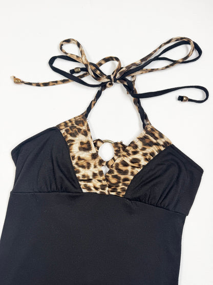 Gyaru Black & Leopard Halter ♡ S