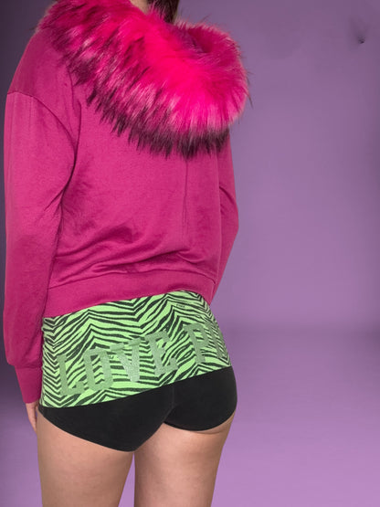 Pink Bebe Fur Hood Zip Up ♡ S