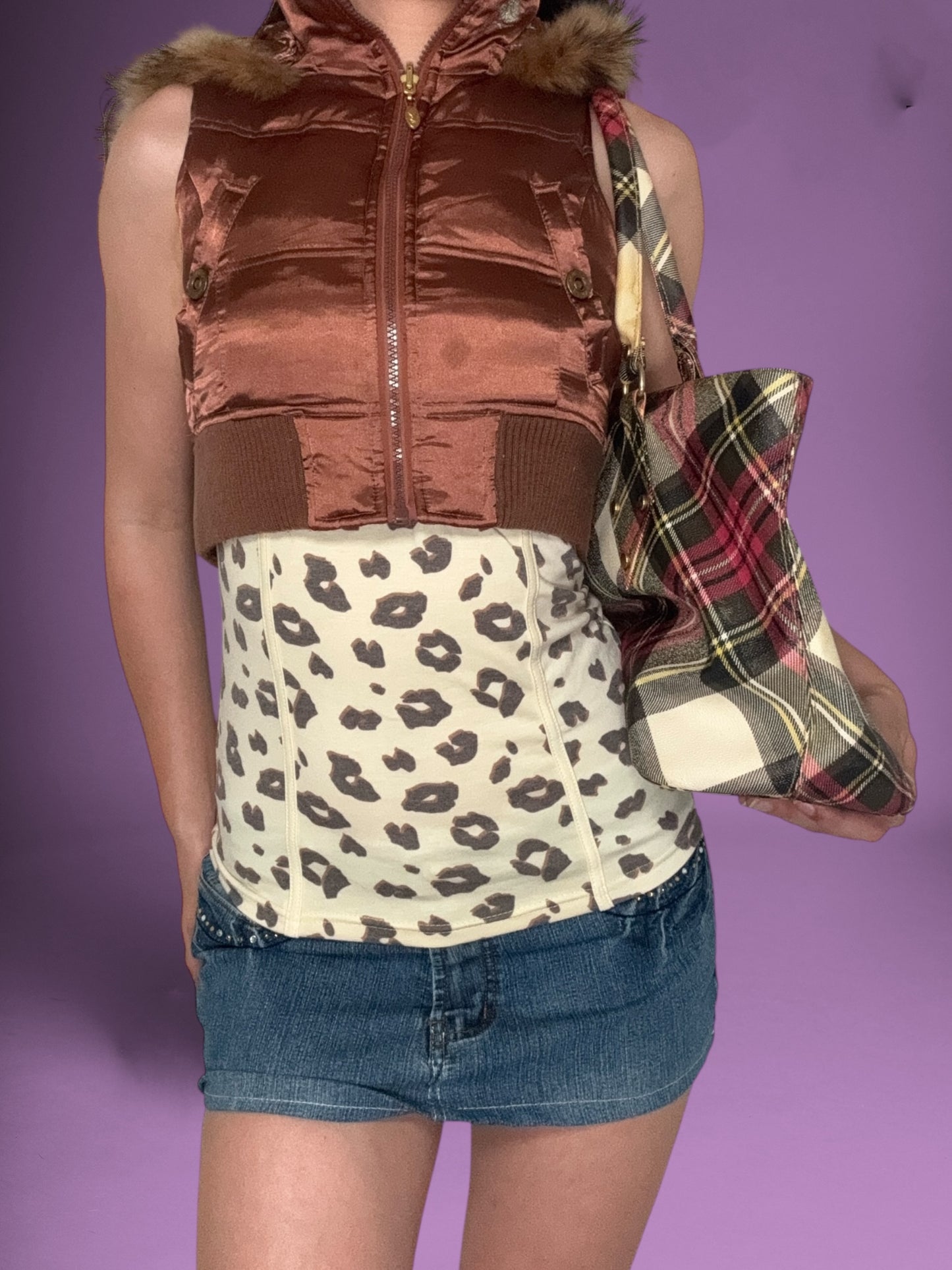 Playboy Cropped Fur Puffer Vest ♡ Size XS