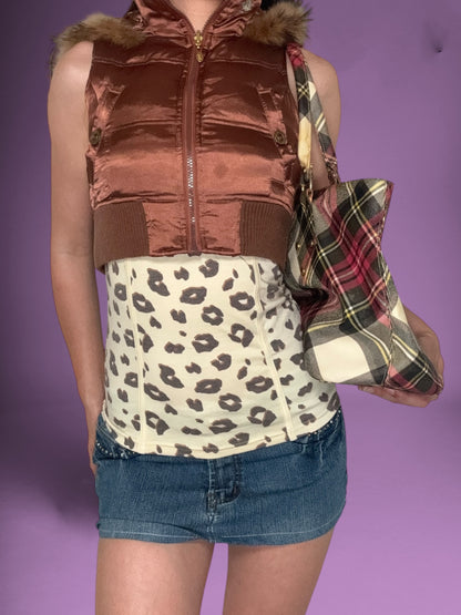 Playboy Cropped Fur Puffer Vest ♡ Size XS