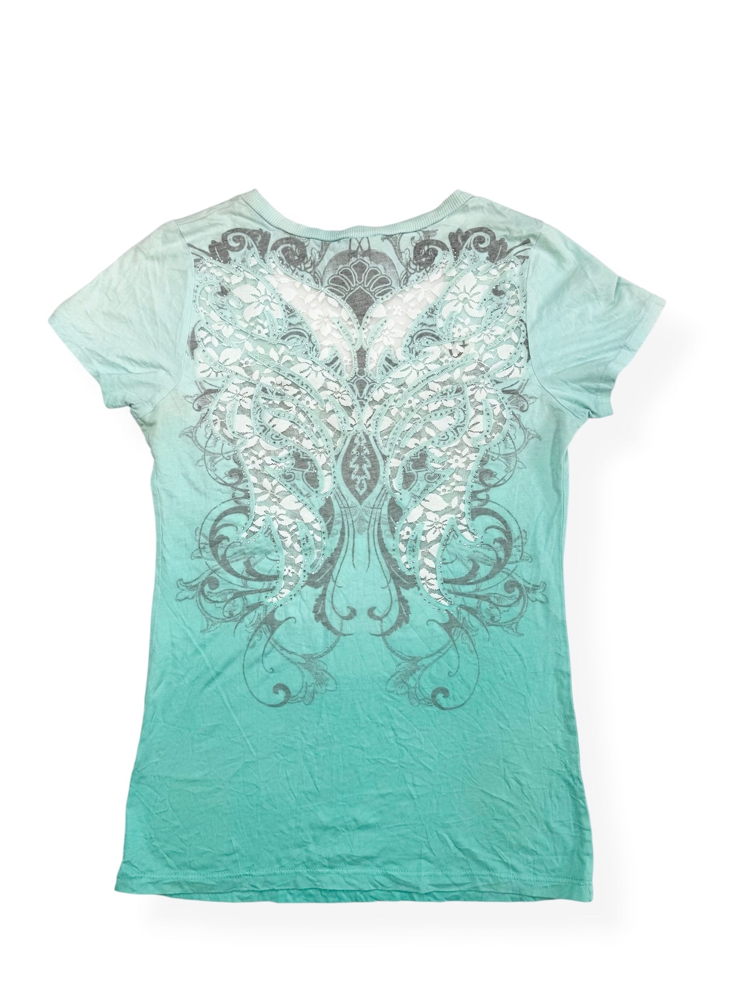 Seafoam Grunge Lace Cut Out Back Tee ♡ M