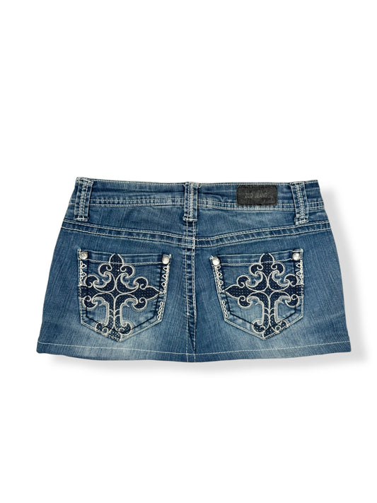 Cross Denim Mini Skirt ♡ XS