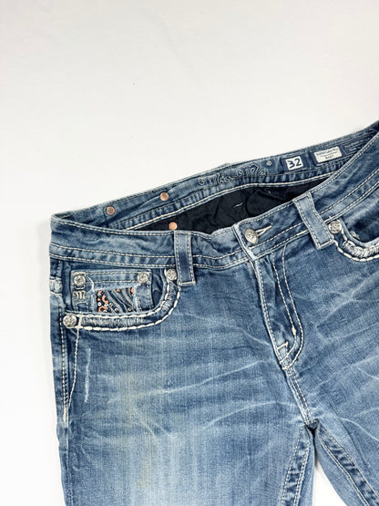 Miss Me Animal Print Flared Jeans ♡ 32”