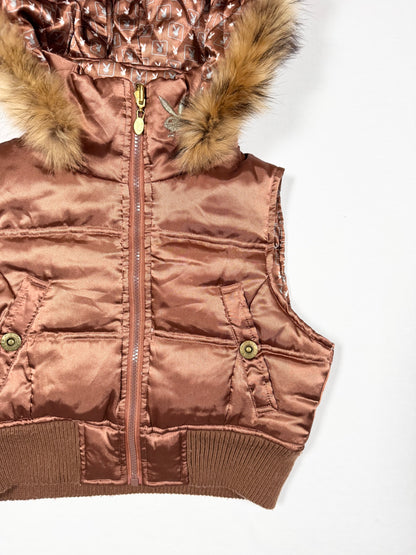 Playboy Cropped Fur Puffer Vest ♡ Size XS