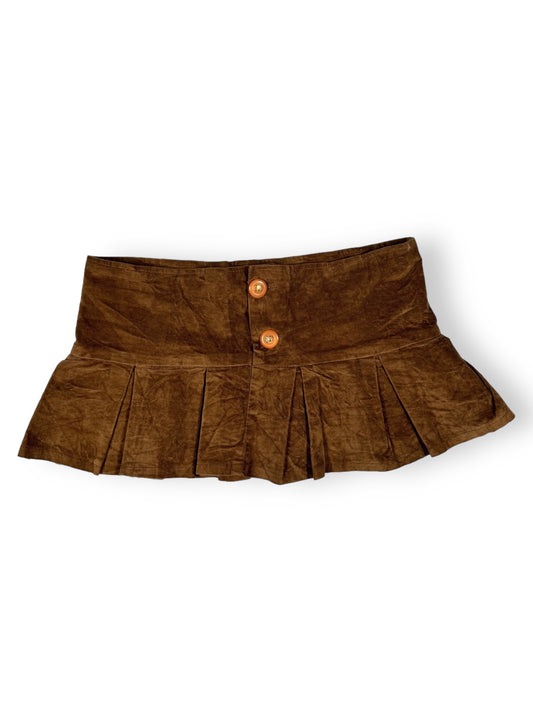 Brown Pleated Micro Skirt