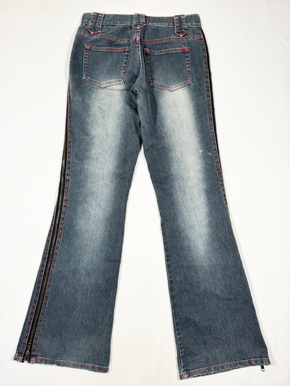 Lace Up Zip Flared Jeans ♡ Size S