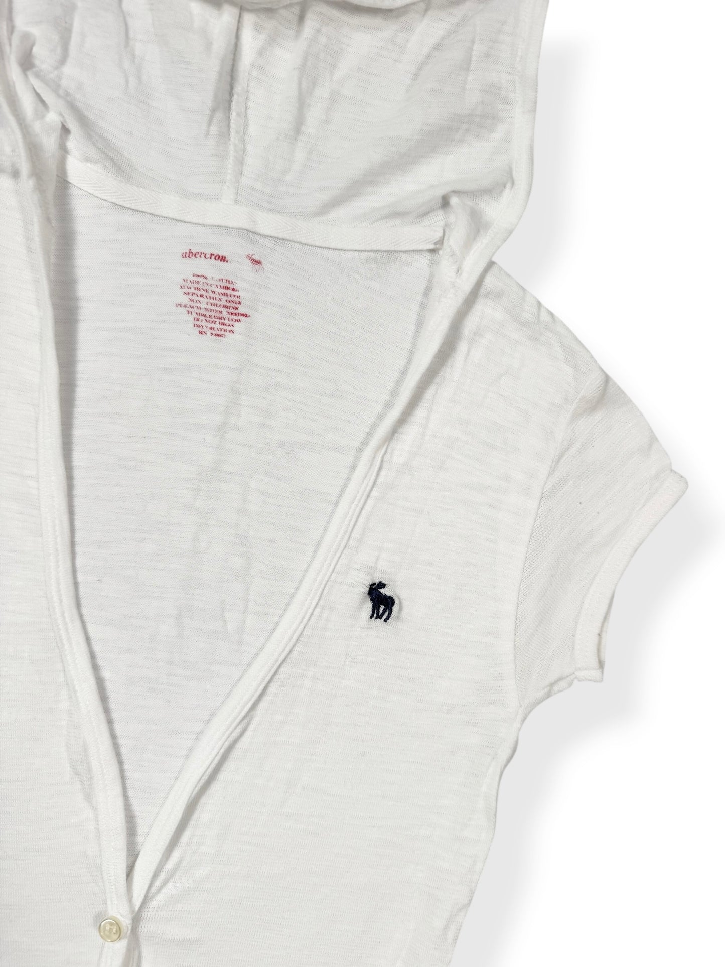 White Abercrombie Hooded Henley Tee ♡ XS/S