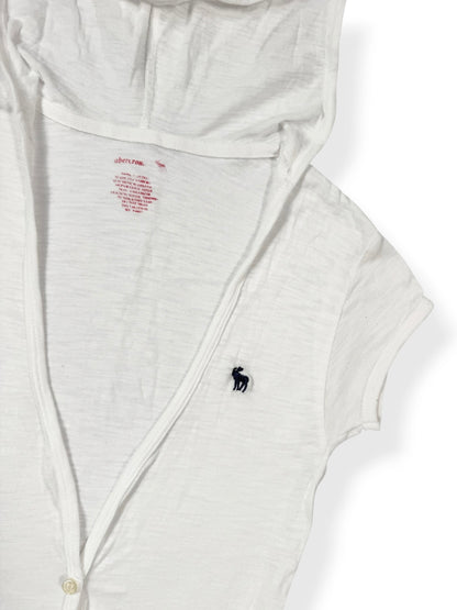 White Abercrombie Hooded Henley Tee ♡ XS/S