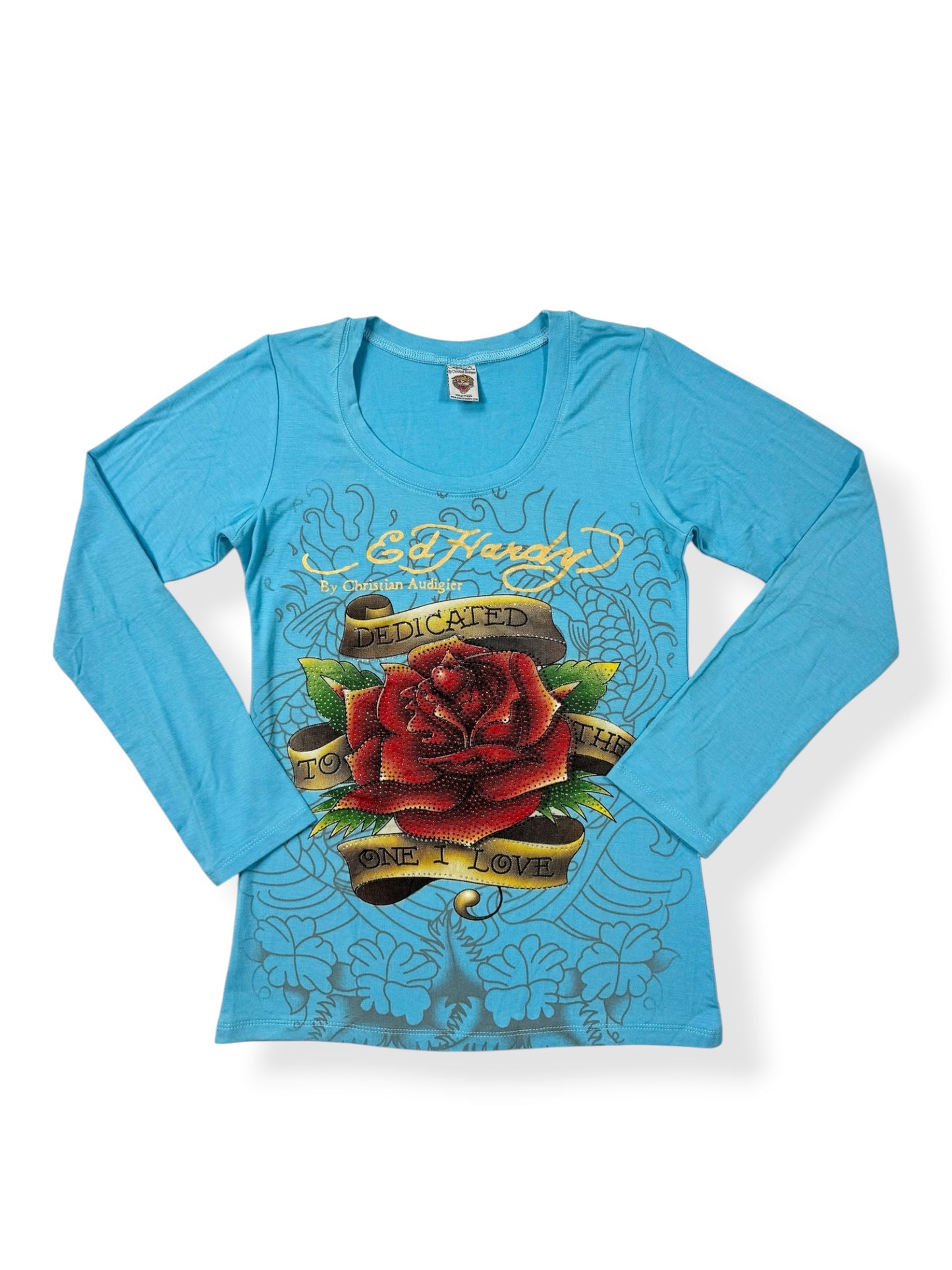 Blue Ed Hardy Long Sleeved Top ♡ M