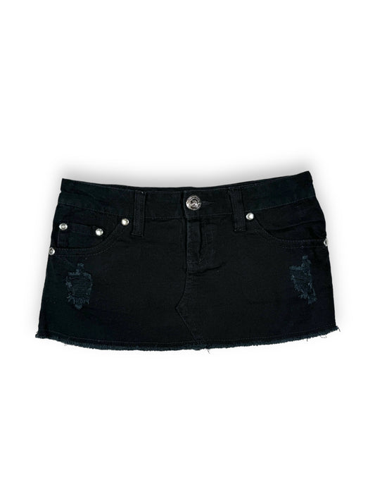 Black Denim Micro Skirt