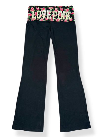“LOVE PINK” Fold Over Flared Leggings