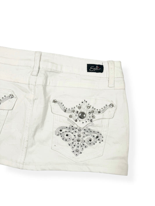 White Diamante Mini Skirt ♡ M