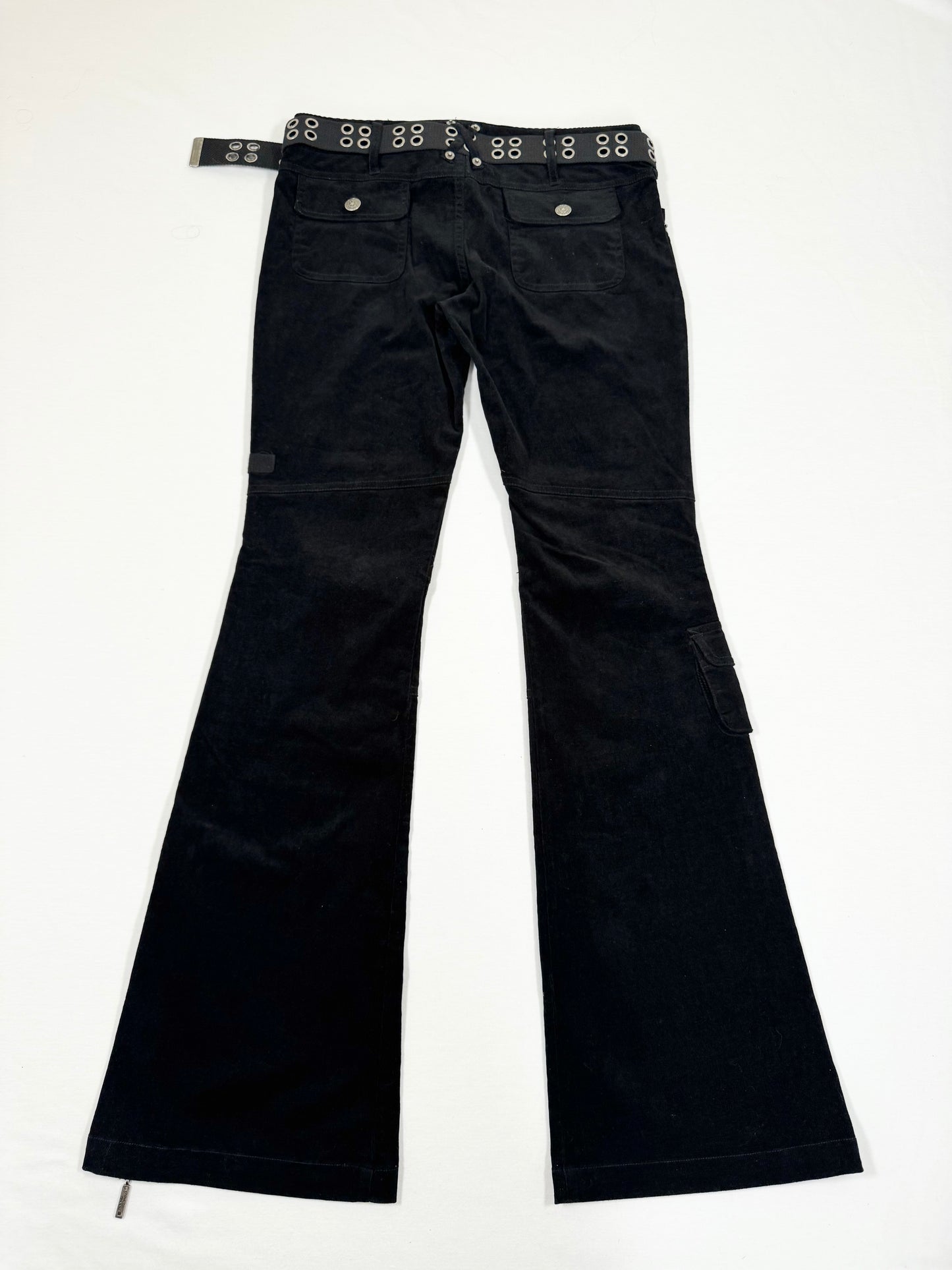 Black Cargo Flared Corduroy Pants ♡ S
