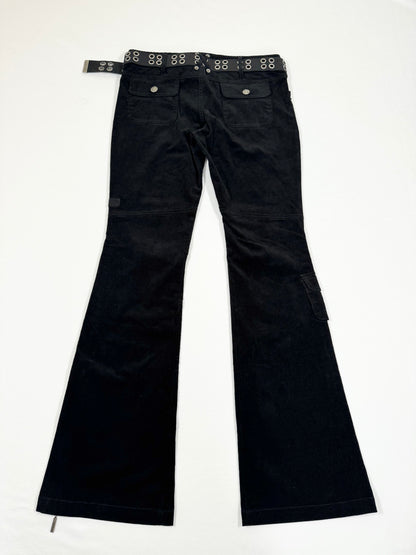 Black Cargo Flared Corduroy Pants ♡ S