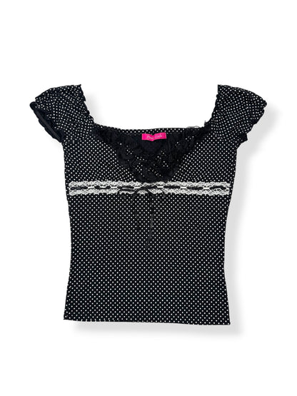 Polka Dot Babydoll Top ♡ S