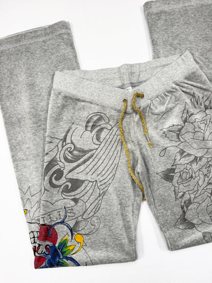 Grey Velour Ed Hardy Tracksuit ♡ S