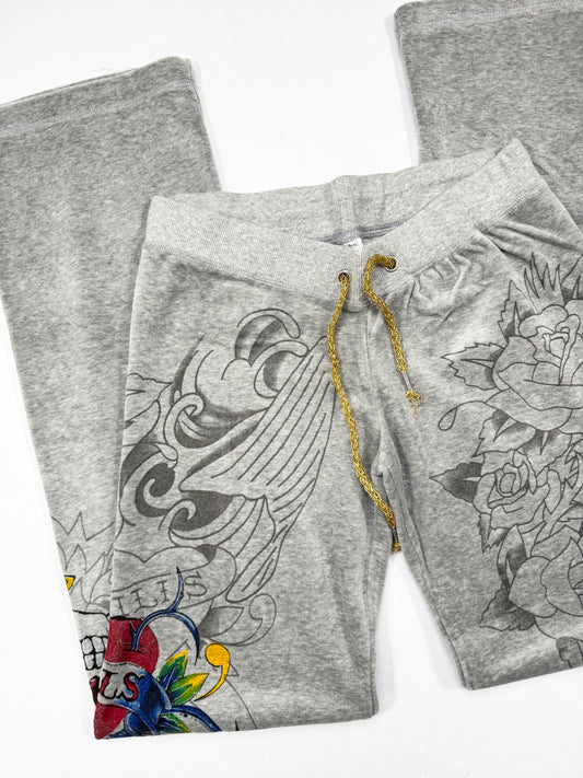 Grey Velour Ed Hardy Tracksuit ♡ S