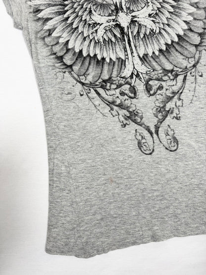 Grey Grunge Wings Cross Tee
