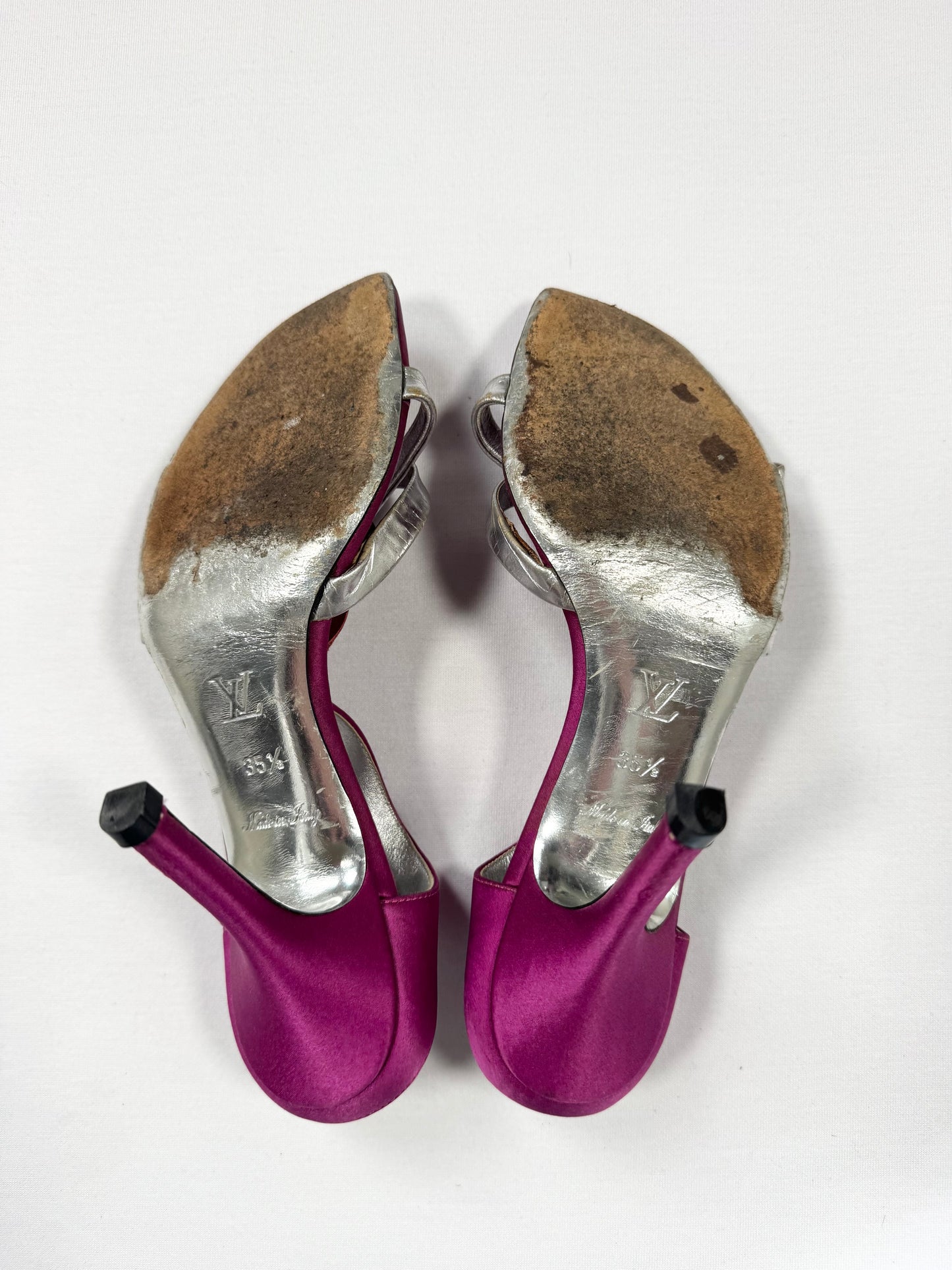 LV Fuchsia Satin Flower Heels ♡ 35.5