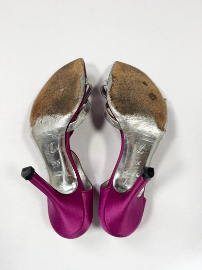 LV Fuchsia Satin Flower Heels ♡ 35.5