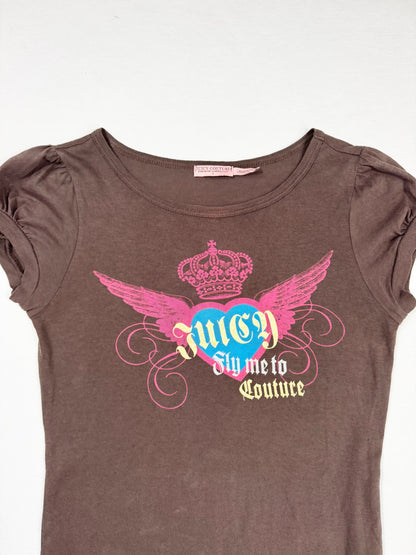 Juicy “Fly me to Couture” Brown Tee ♡ XS