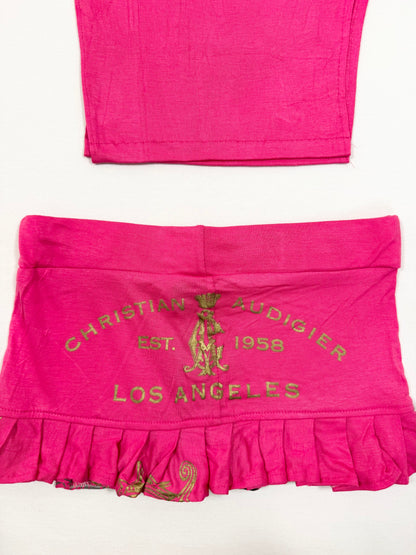 Christian Audigier Pink Halter & Skirt Set ♡ XS/S