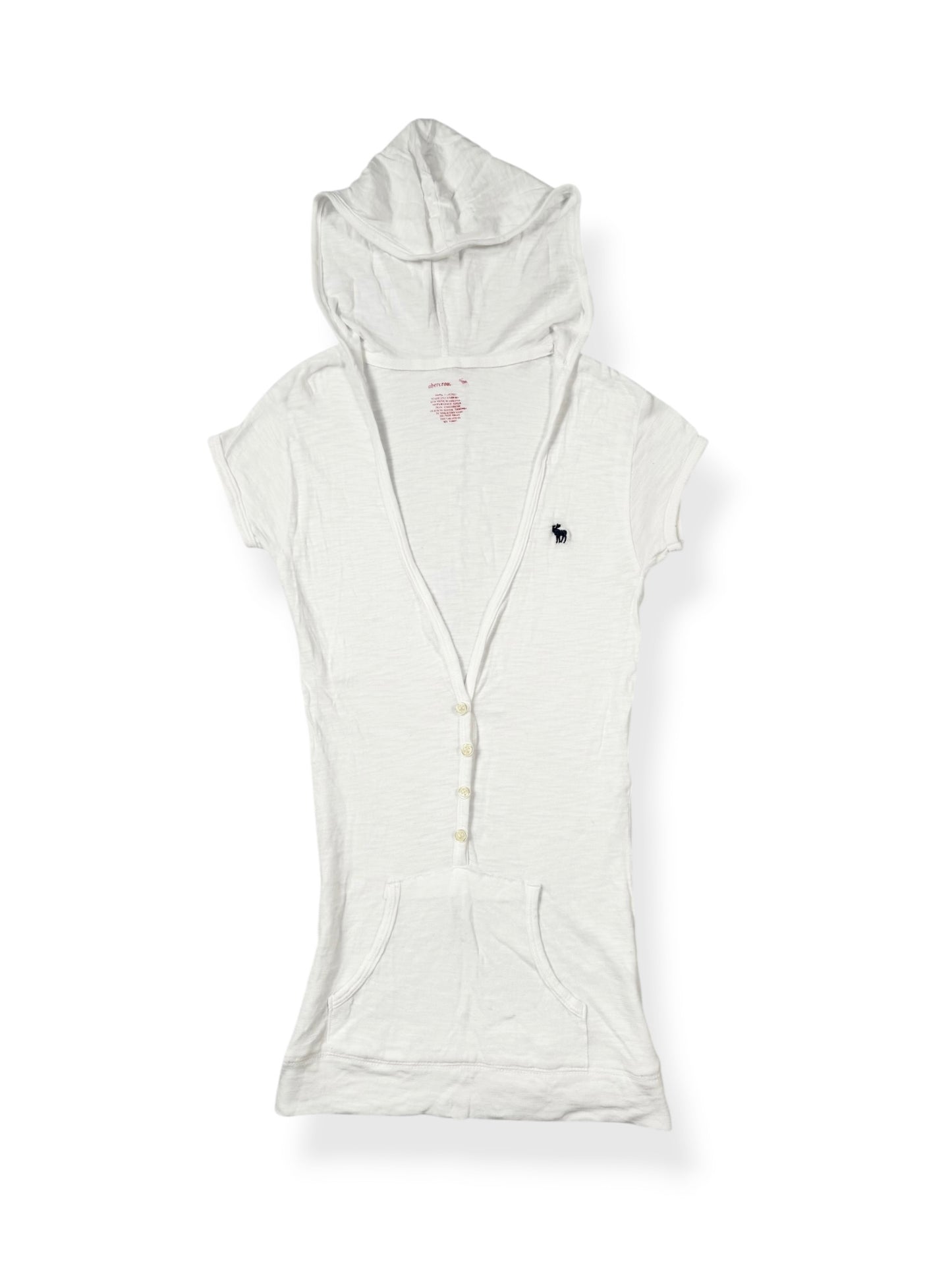 White Abercrombie Hooded Henley Tee ♡ XS/S
