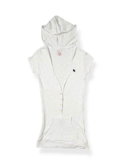 White Abercrombie Hooded Henley Tee ♡ XS/S