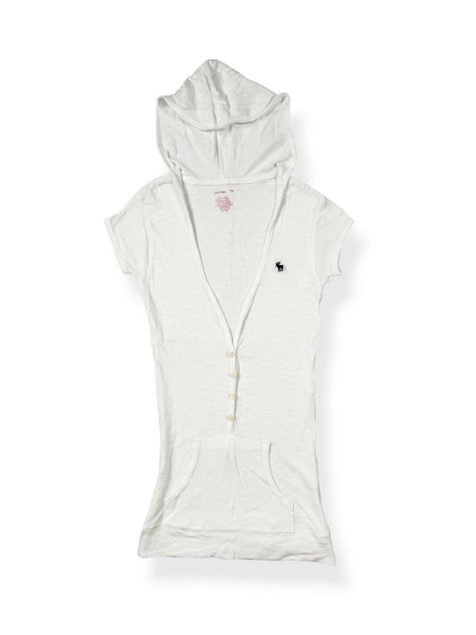 White Abercrombie Hooded Henley Tee ♡ XS/S