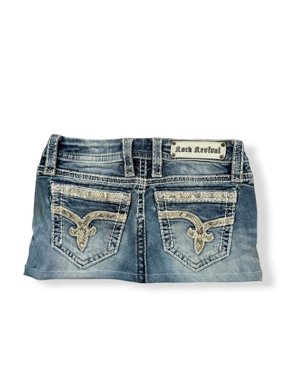 Rock Revival Snakeskin Denim Mini Skirt ♡ 26”
