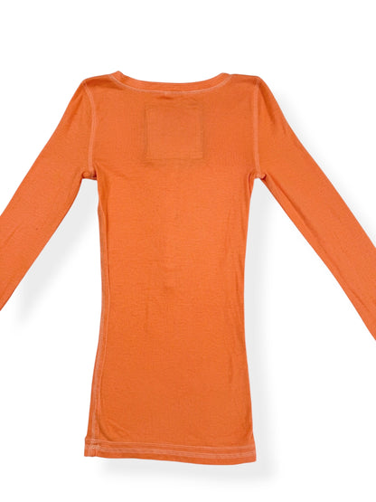 Abercrombie & Fitch Orange Henley Long Sleeved Top ♡ XS