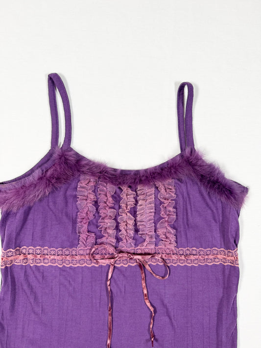 Fur Trim Purple Cami ♡ Size S