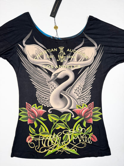 Christian Audigier Off Shoulder Tee ♡ Size M