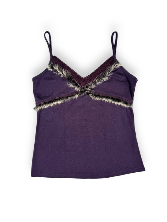 Purple Fur Trim Cami