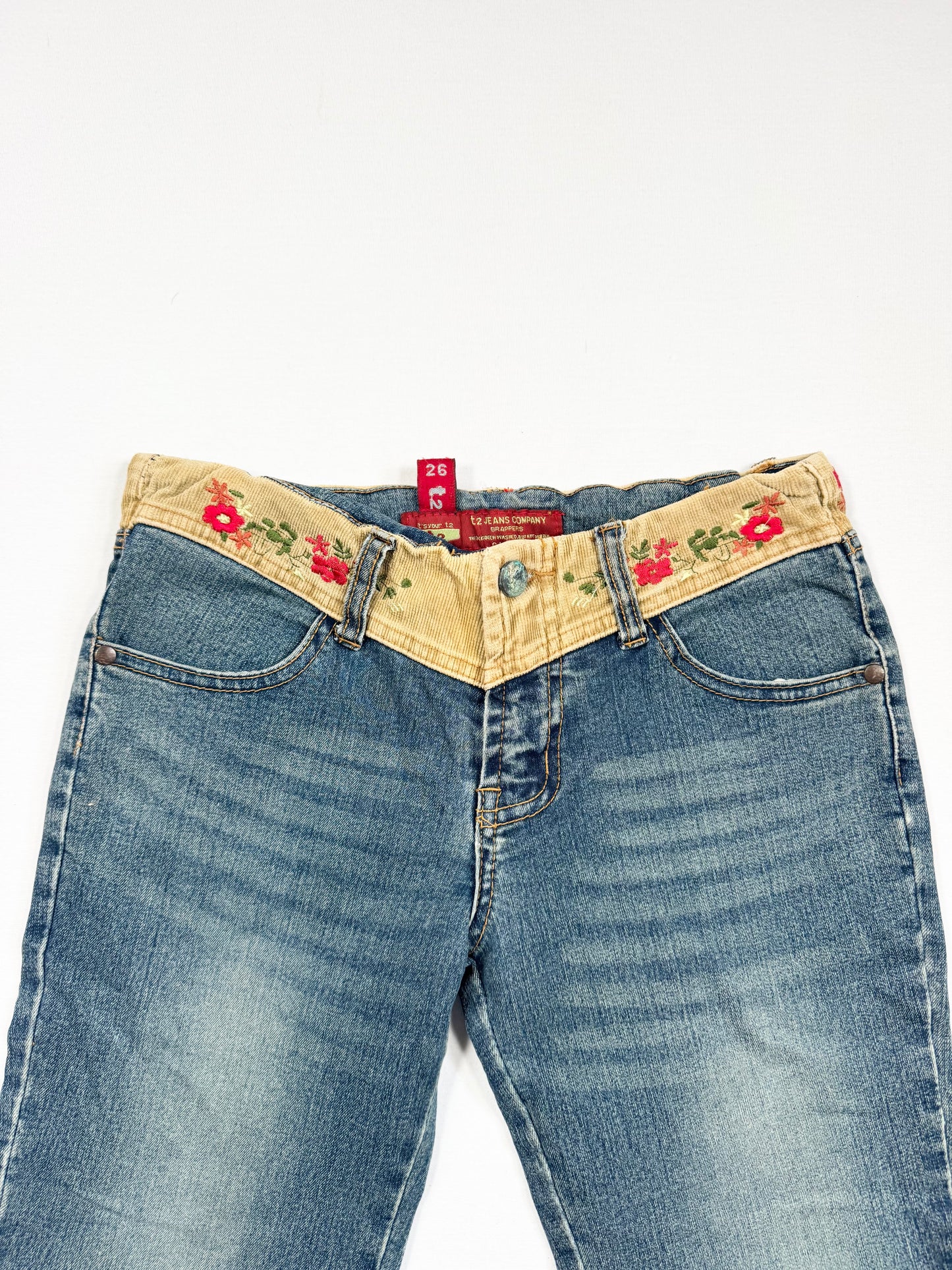 Embroidered Waistband Flared Jeans ♡ XS