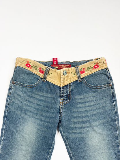 Embroidered Waistband Flared Jeans ♡ XS