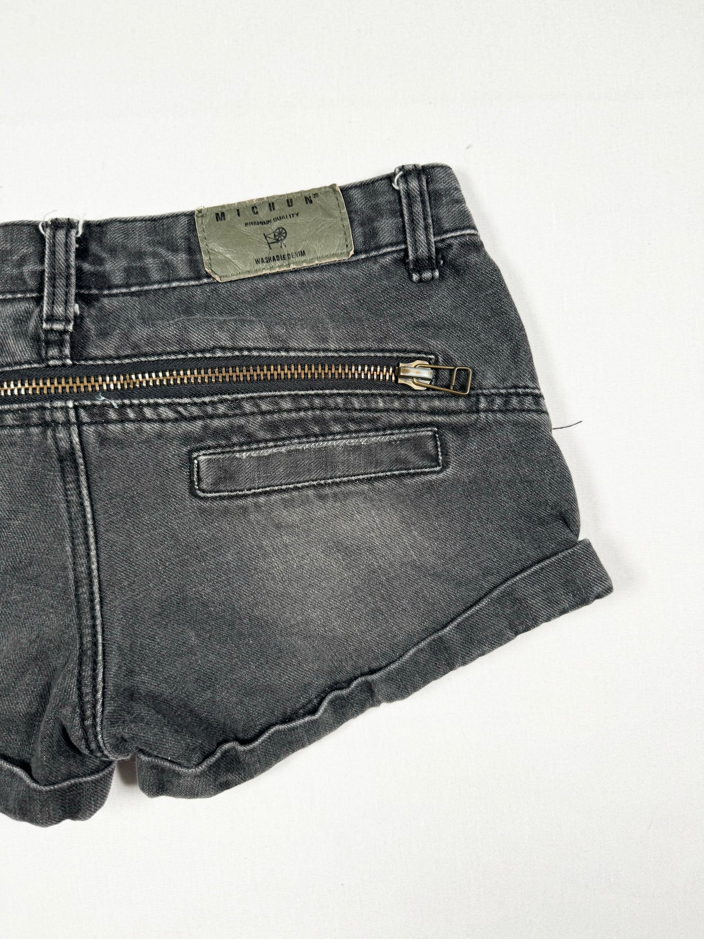 Zipper Denim Mini Shorts